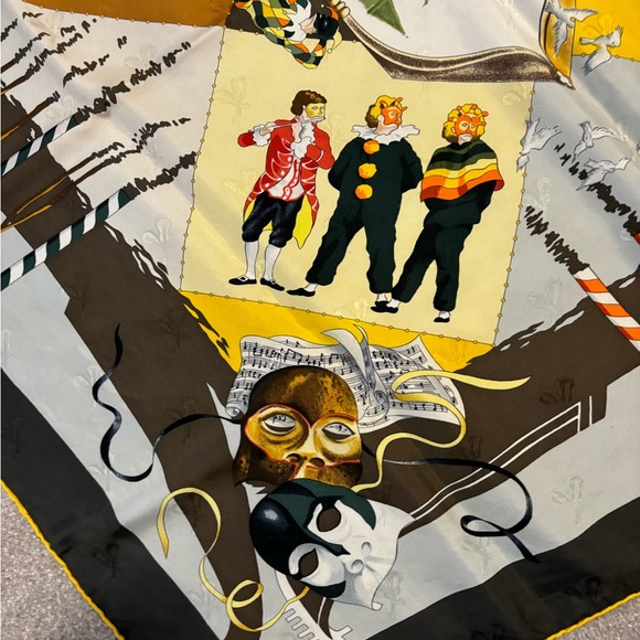 AUTHENTIC HERMES LE CARNAVAl DE VENISE SILK SCARF BY H de WANTRIGANT. - Picture 7 of 13